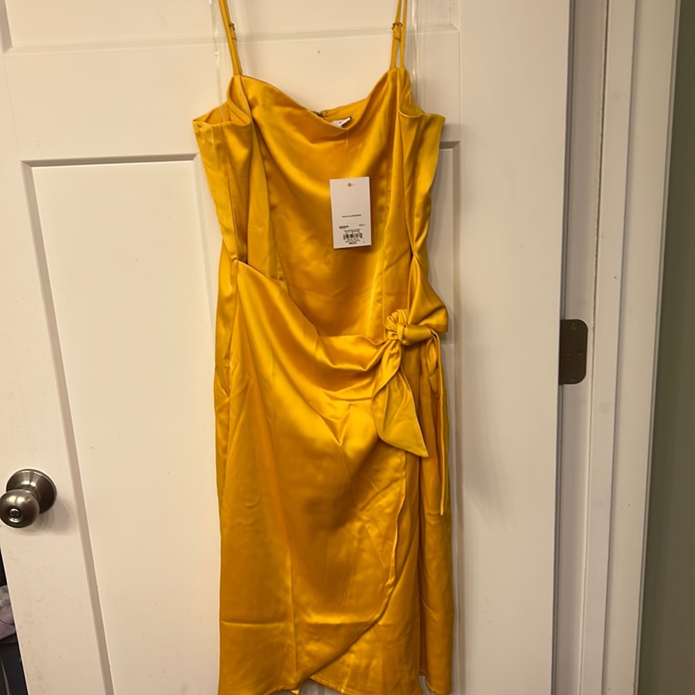 Nine West Yellow faux wrap dress